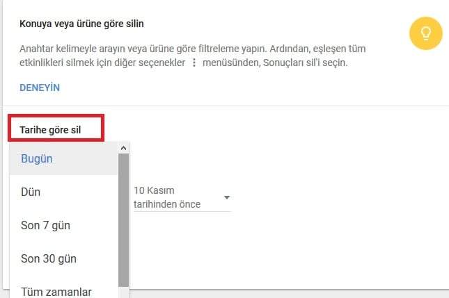 Tüm Google Etkinliğini Silme Nasıl Yapılır