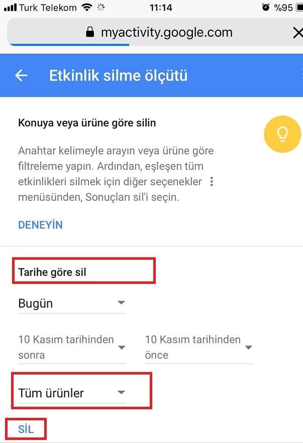 Tüm Google Etkinliğini Silme Nasıl Yapılır