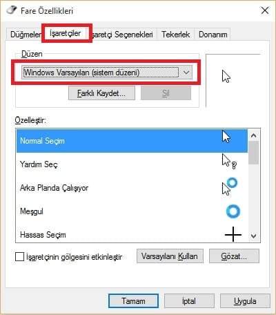 Windows 10'da Fare İmleci Değiştirme Nasıl Yapılır?