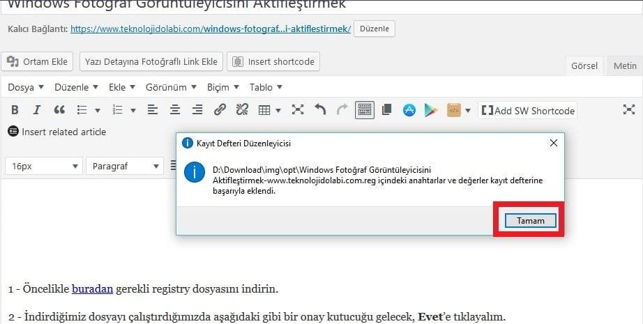 Windows Fotoğraf Görüntüleyicisini Aktifleştirmek