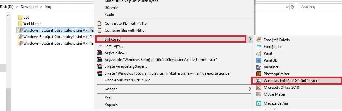 Windows Fotoğraf Görüntüleyicisini Aktifleştirmek