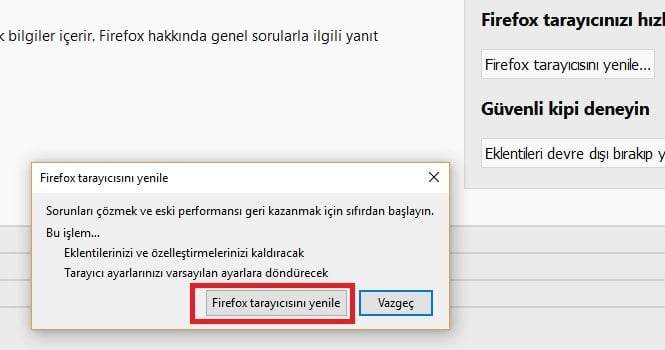 Mozilla Firefox Tarayıcısını Sıfırlama nasıl yapılır