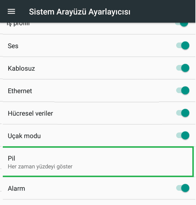 GM 5 Plus Pil Yüzdesi Gösterme