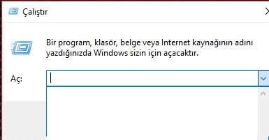 Windows 10 Çalıştır Komutlarını Silme