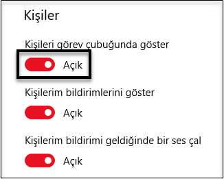 Windows 10 Kişiler Kapatma Nasıl Yapılır