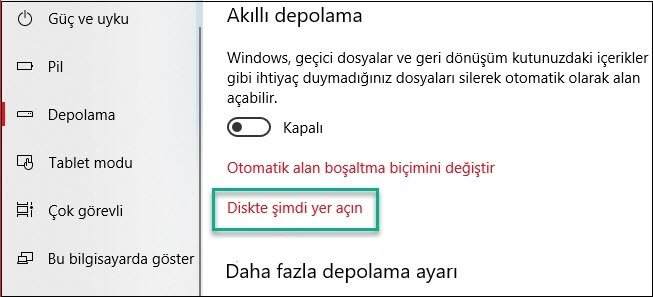 Windows 10'lu Bilgisayarda Yer Açma Nasıl Yapılır