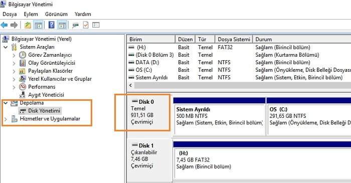 Bilgisayar Harddisk Kapasitesini Öğrenme