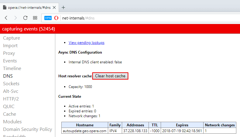 Clear dns cache