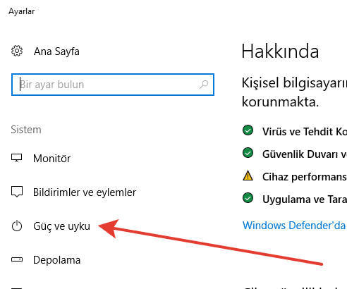 Windows 10 Uyku Modu Sorunu Çözümü