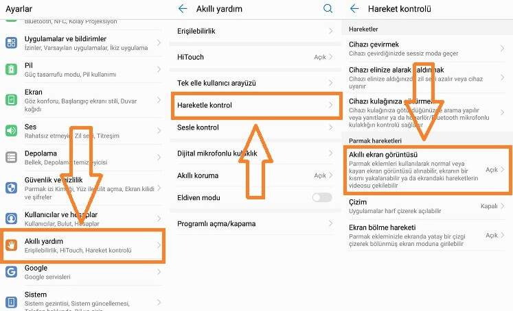 Huawei Akıllı Ekran Görüntüsü Nasıl Alınır ?