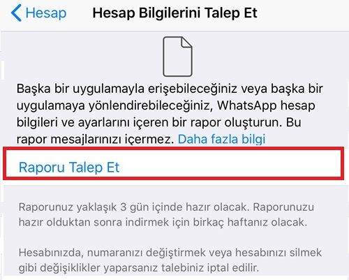 Whatsapp Hesap Bilgilerini Talep et Nedir ?