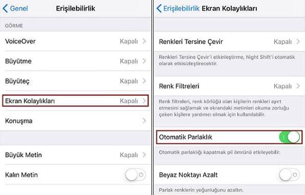 iPhone'da Otomatik Parlaklık Nasıl Kapatılır ?