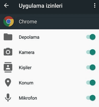 Uygulama İzinlerini Kapatma