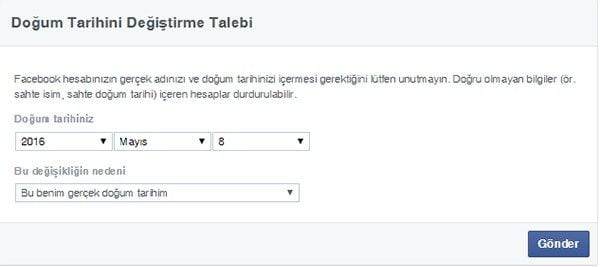 Facebook Doğum Tarihi Değiştirme