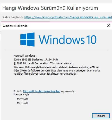 Windows sürümü öğrenme