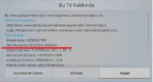 Samsung Seri Numarası Bulma