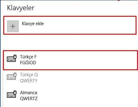 Windows 10 Klavye Değişikliği