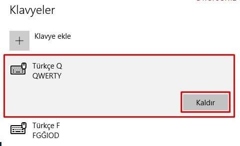 Windows 10 Klavye Değişikliği