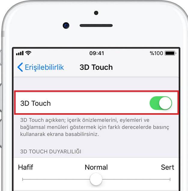 3D Touch kapatma