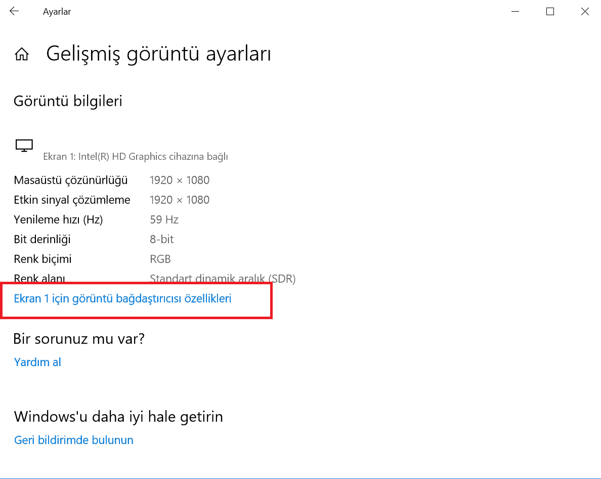 Monitörün Yenileme Hızı Ayarlama