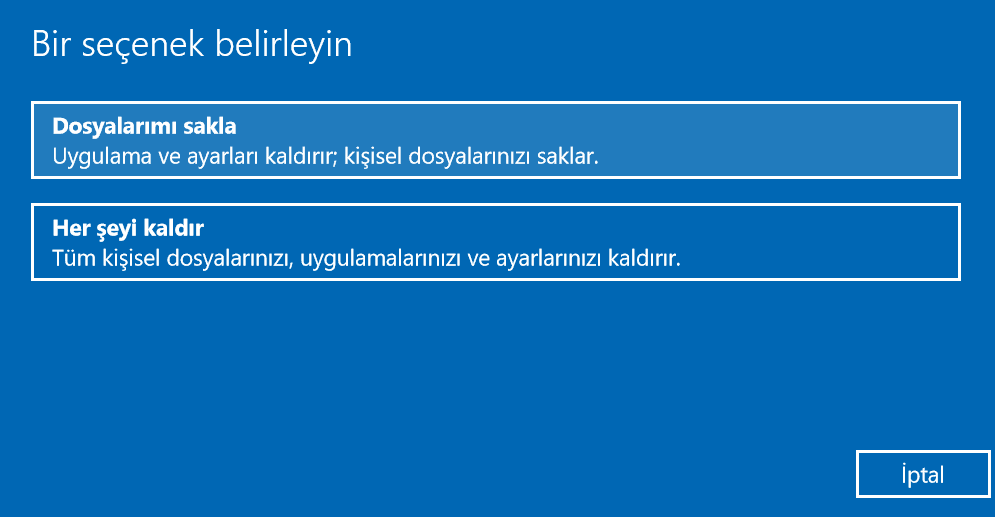 Windows 10 Sıfırlama