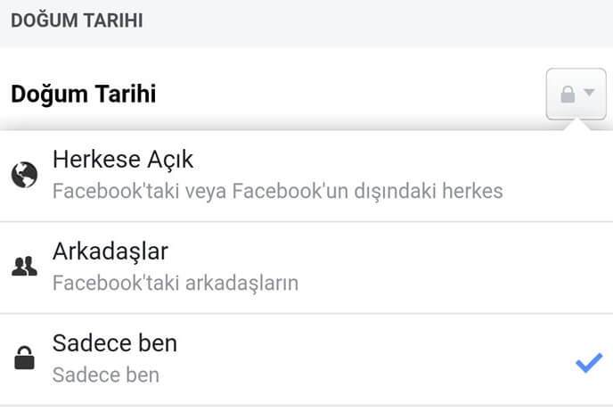 facebook doğum günü bildirimi gitmesin