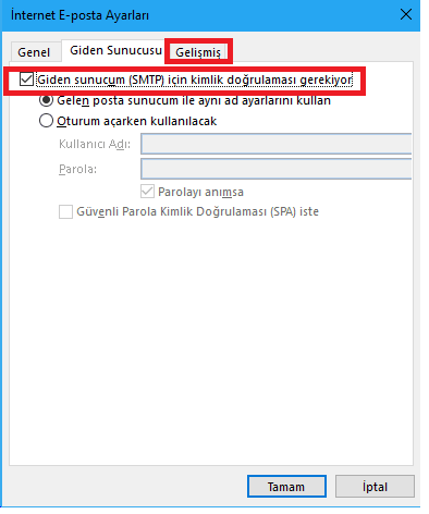 gmail outlook ayarları