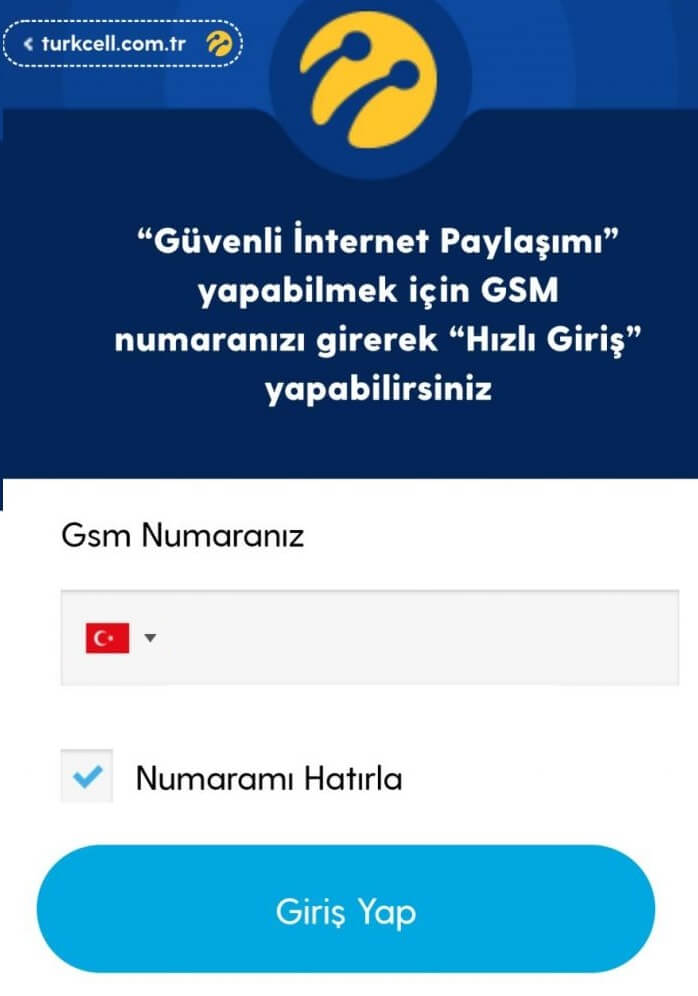 turkcell hızlı giriş 500 mb