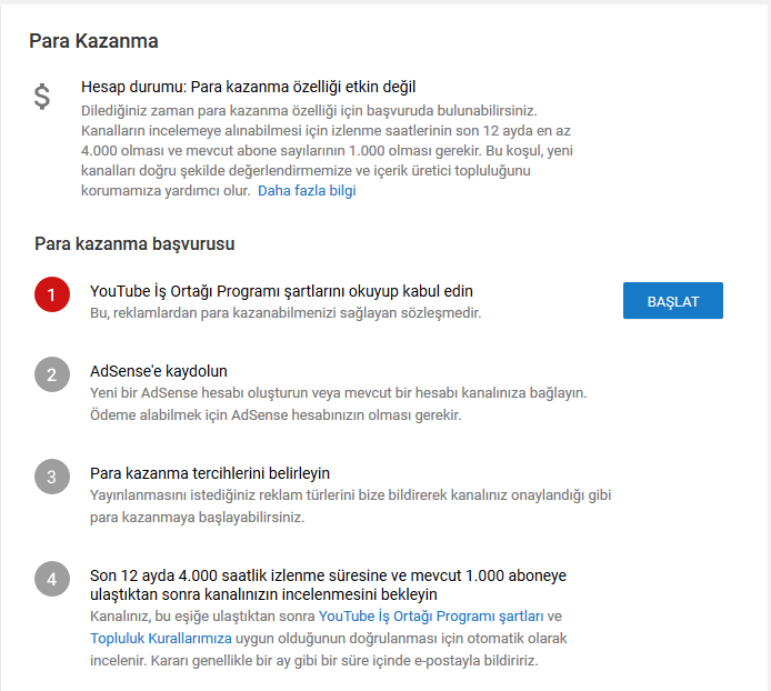 youtube para kazanma etkinleştirme