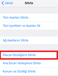 iPhone Klavye tahmini Silme