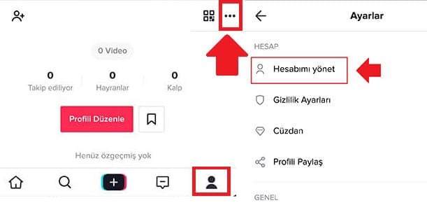 tik tok hesabı silme linki