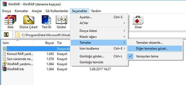 Winrar Tema Değiştir