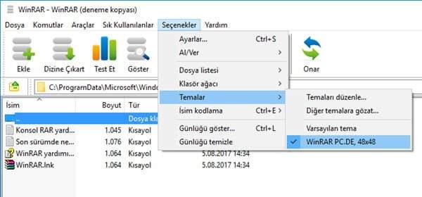 Winrar Tema Değiştir