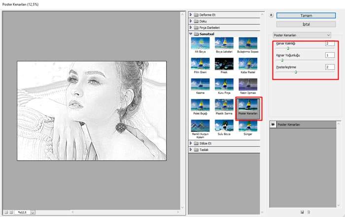 photoshop actions tek tıkla fotoğrafı çizime dönüştürme