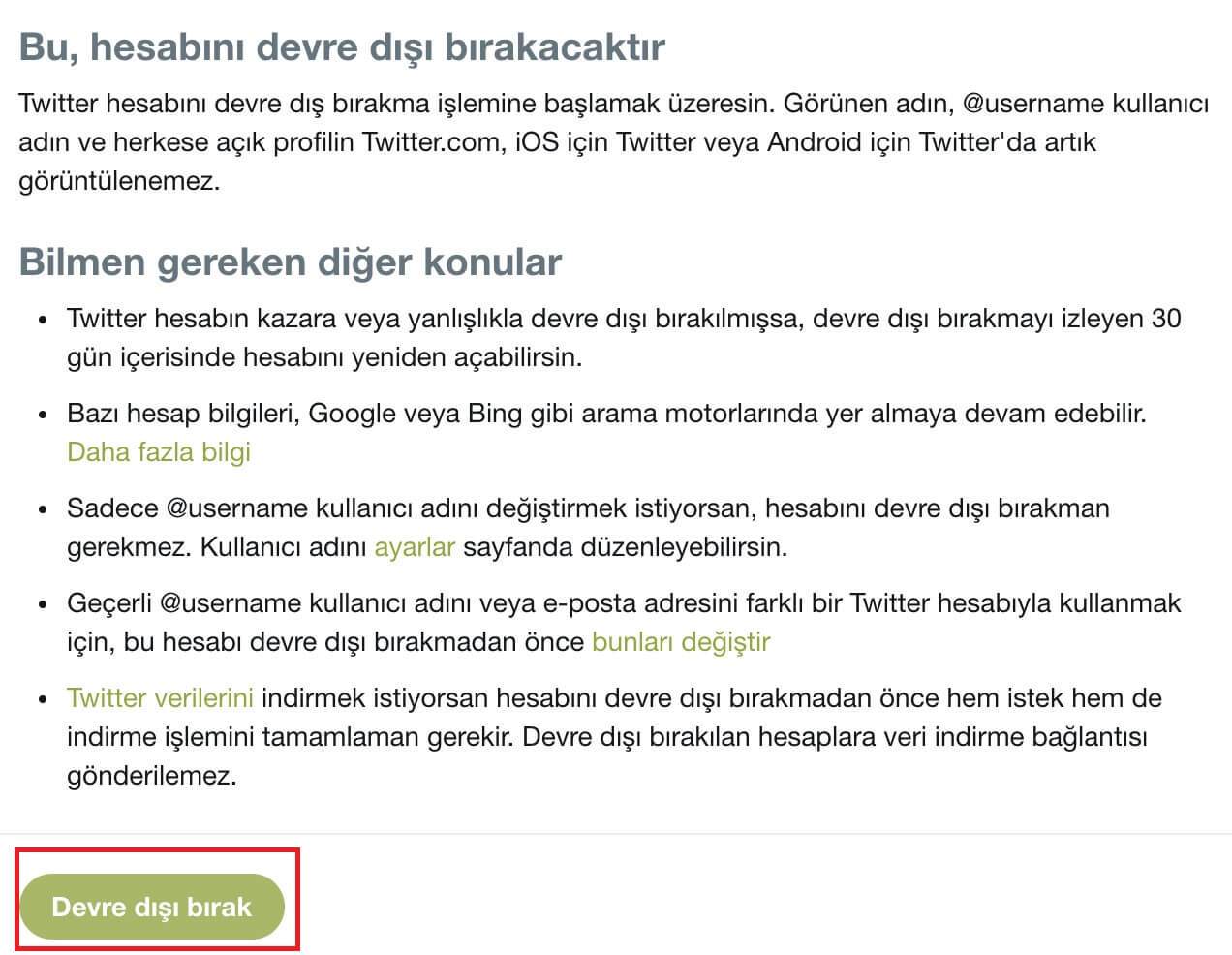 Twitter Hesabı Kalıcı olarak nasıl kapatılır?