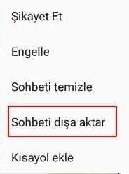 WhatsApp Konuşmalarını Email ile Gönderme