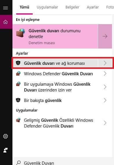 Windows 10 Güvenlik Duvarında Programlara İzin Verme