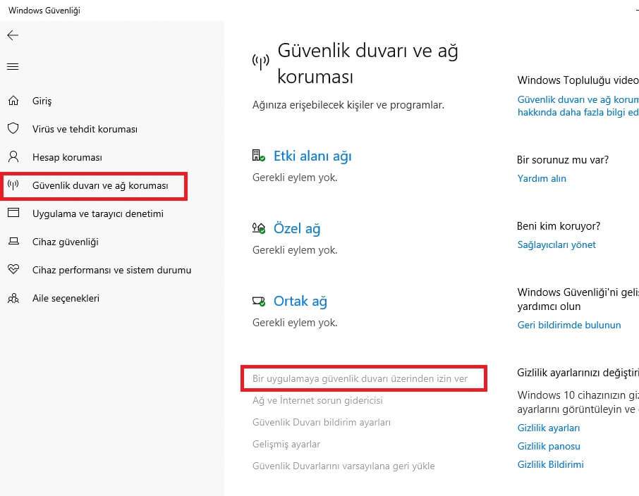 Windows 10 Güvenlik Duvarında Programlara İzin Verme