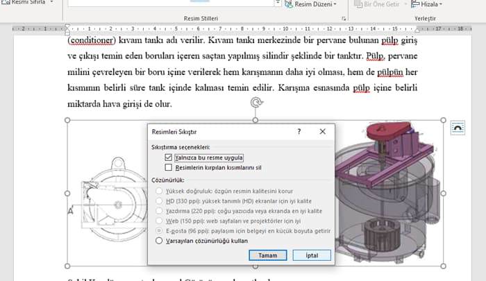 word dosyası boyut küçültme