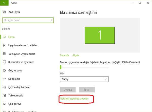 3 Adımda Windows 10 Ekran Çözünürlüğünü Arttırma