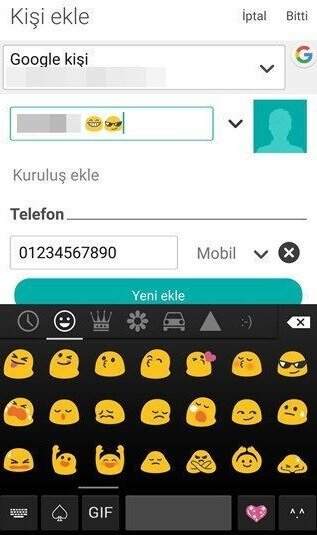 Kişilere Emoji Ekleme