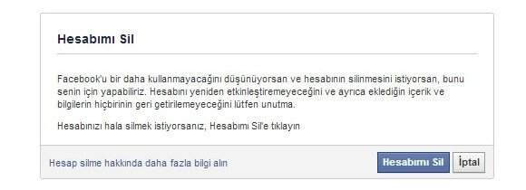 Facebook Hesap Dondurma ve Hesap Silme