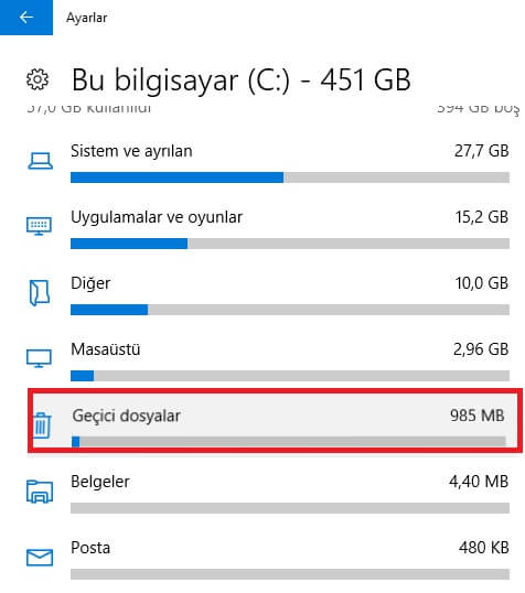 9 Adımda Windows 10 Gereksiz Dosyaları Silme