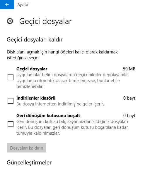 9 Adımda Windows 10 Gereksiz Dosyaları Silme