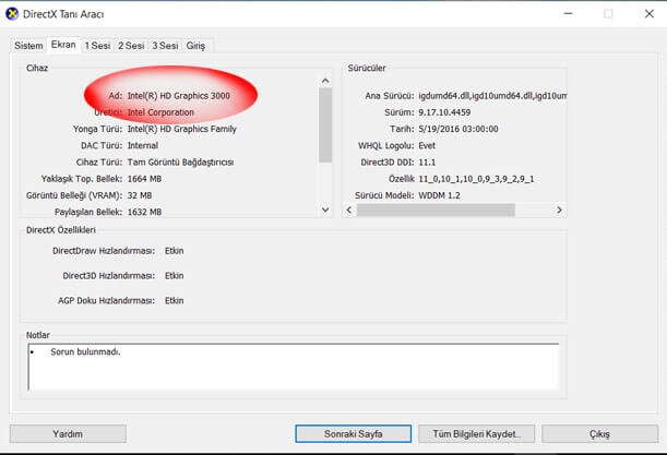 Ekran Kartı Özelliklerine Nasıl Bakılır ?