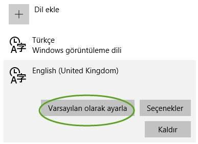 Klavye Dili Değiştirme
