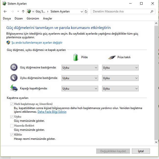 Windows 10 açılış süresini hızlandırma