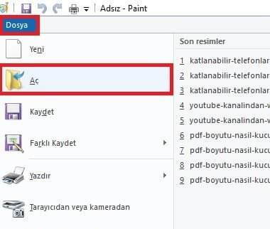 Paint ile Fotoğraf Boyutu Küçültme