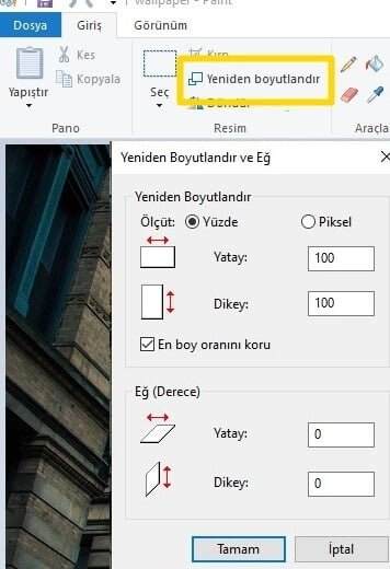 Paint ile Fotoğraf Boyutu Küçültme