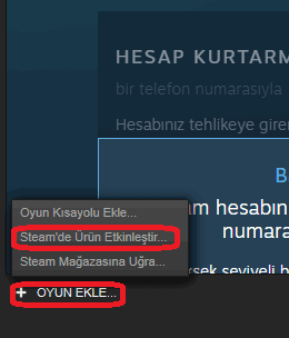 Steam Oyun Kodu Etkinleştirme